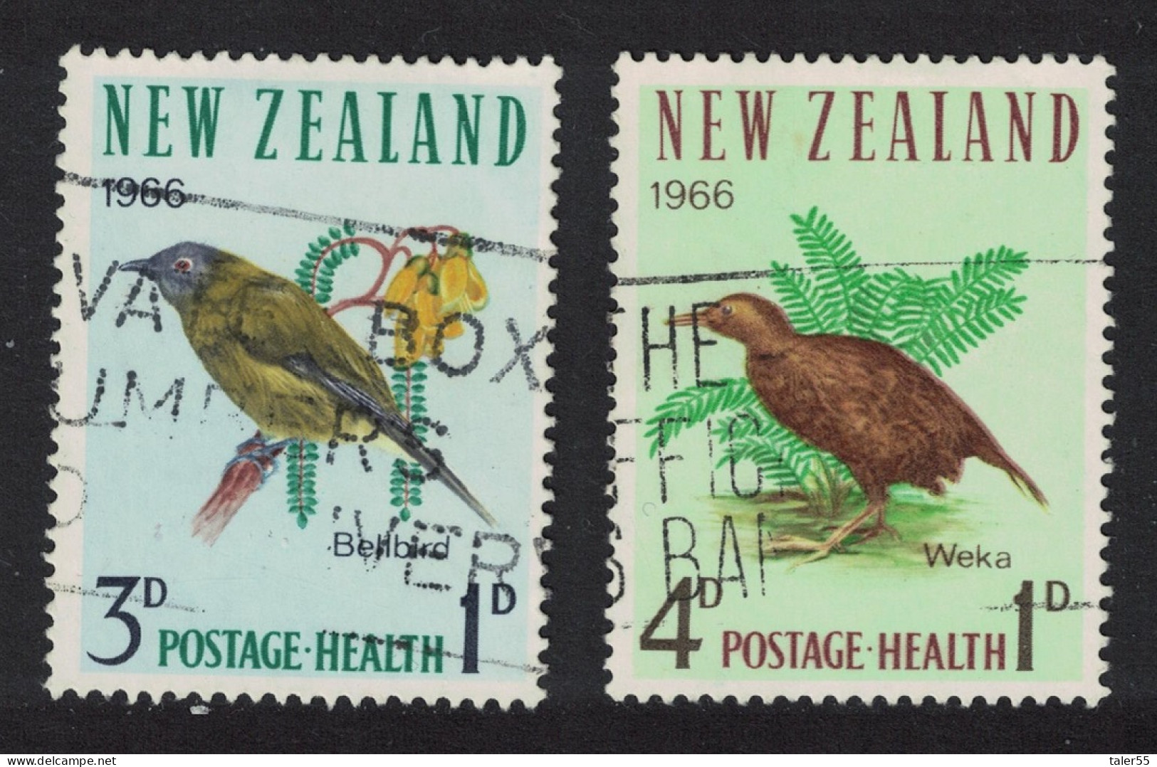 New Zealand Bellbird Weka Birds 2v 1966 Canc SG#839-840 MI#451-452 - Used Stamps