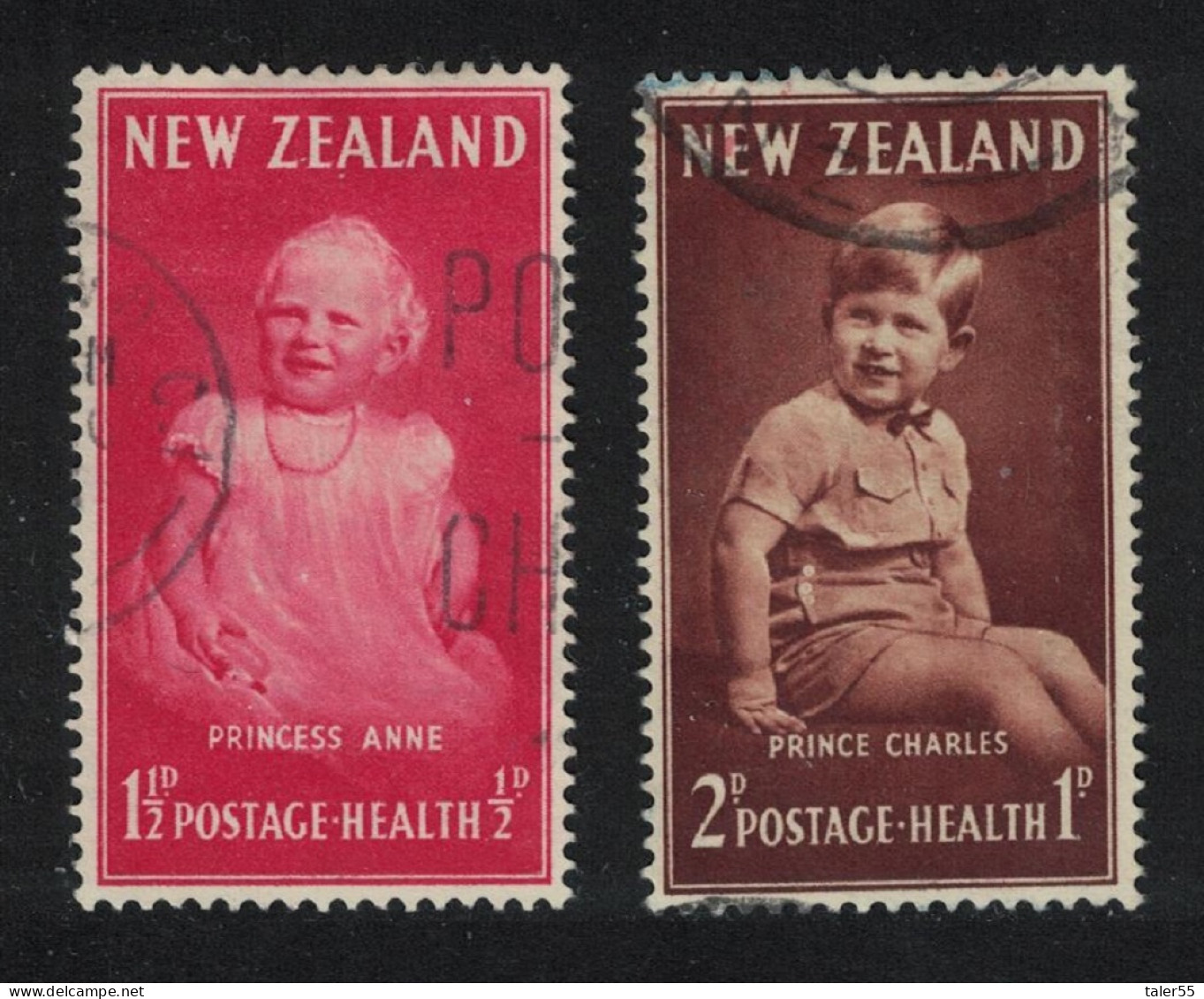 New Zealand Princess Anne Prince Charles 2v 1952 Canc SG#710-711 - Used Stamps