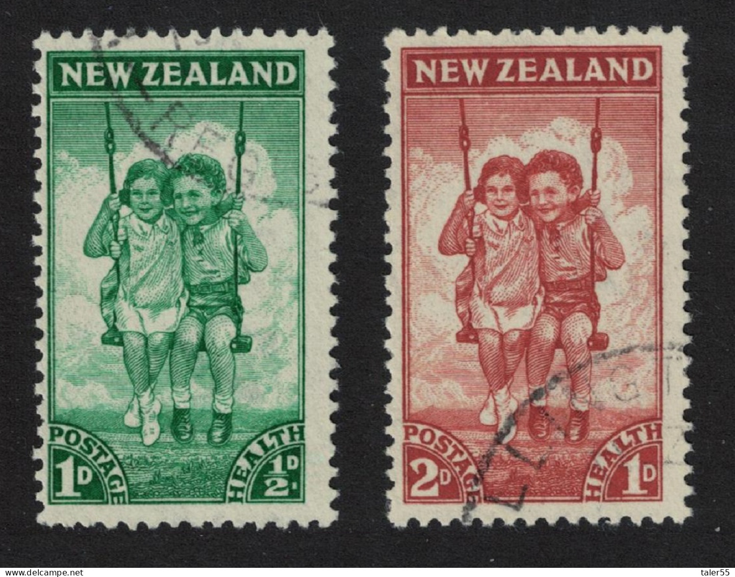 New Zealand Boy And Girl On Swing Health Stamps 1942 Canc SG#634-635 - Oblitérés