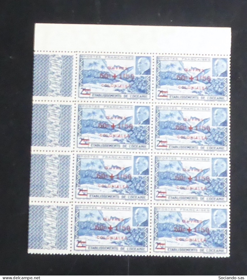 OCEANIE - 1944 - N°YT. 169 - Oeuvres Coloniales Bleu - Bloc De 8 Bord De Feuille - Neuf Luxe** / MNH - Neufs