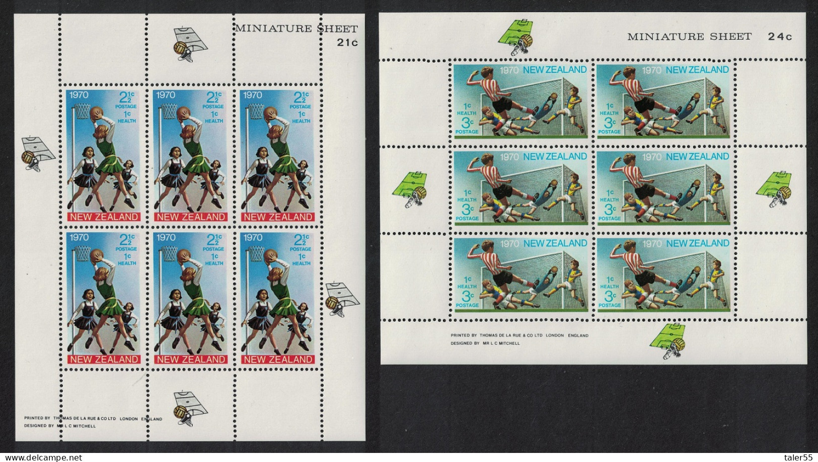 New Zealand Football Basketball Health Stamps MS 1970 MNH SG#MS942 - Unused Stamps