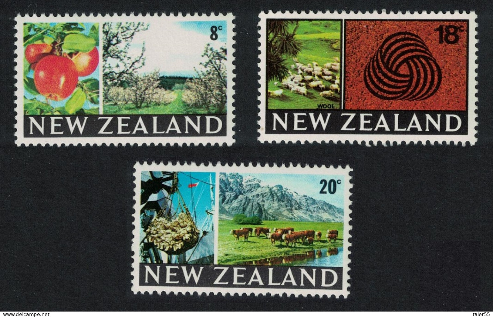 New Zealand Sheep Cattle Apple Orchard 3v 1969 MNH SG#872-876 MI#493-495 Sc#416-419 - Unused Stamps