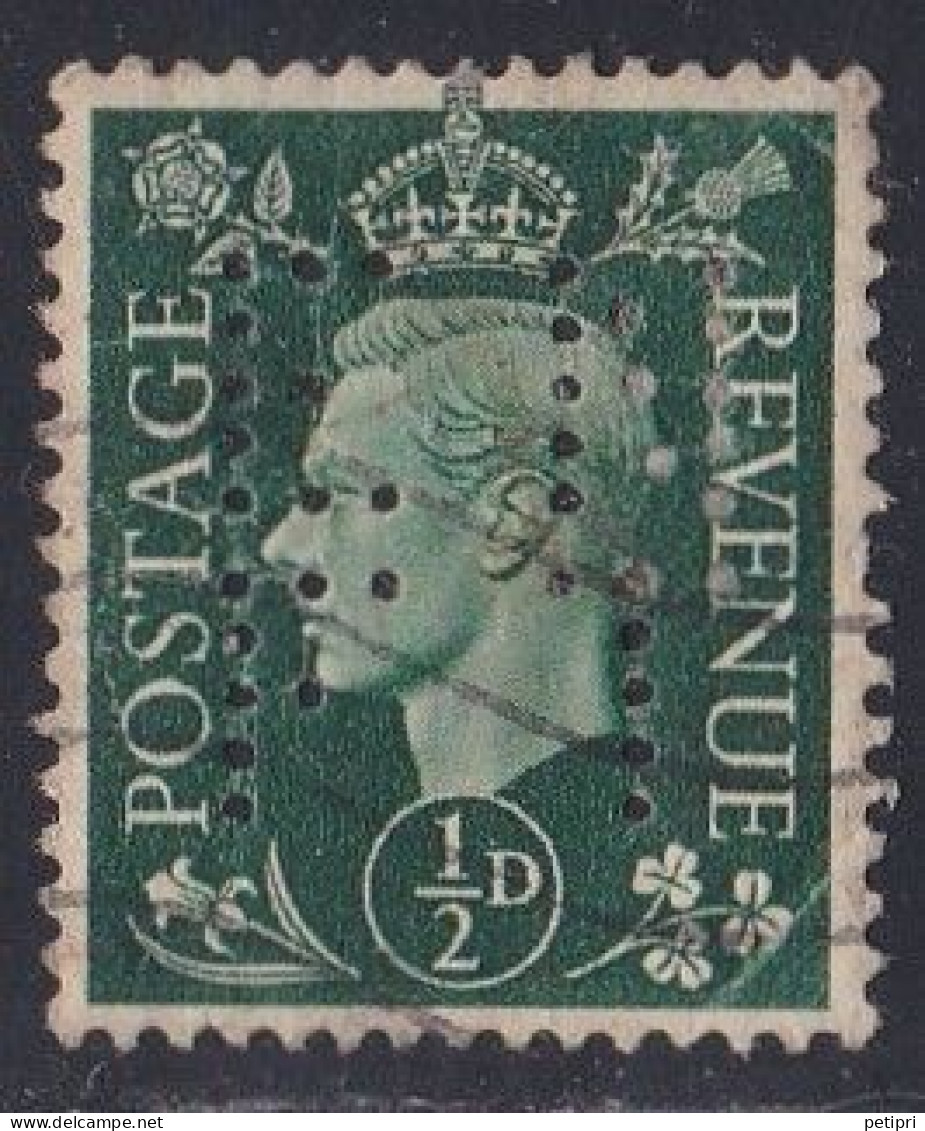 Grande Bretagne - 1936 - 1954 -  George  VI  -  Y&T N °  209  Perforé  E M / F T - Perforés