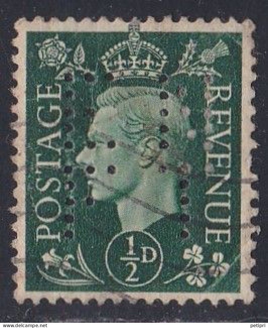 Grande Bretagne - 1936 - 1954 -  George  VI  -  Y&T N °  209  Perforé  E M / F T - Perfins