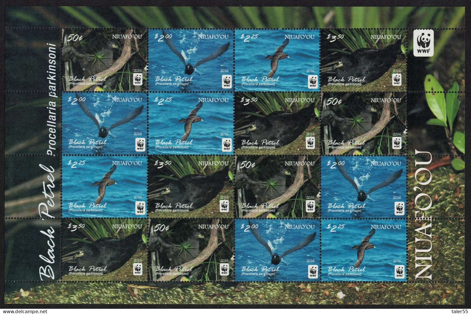 Niuafo'Ou WWF Black Petrel Birds 4v Sheetlet Of 4 Sets 2016 MNH SG#420a-423a - Tonga (1970-...)