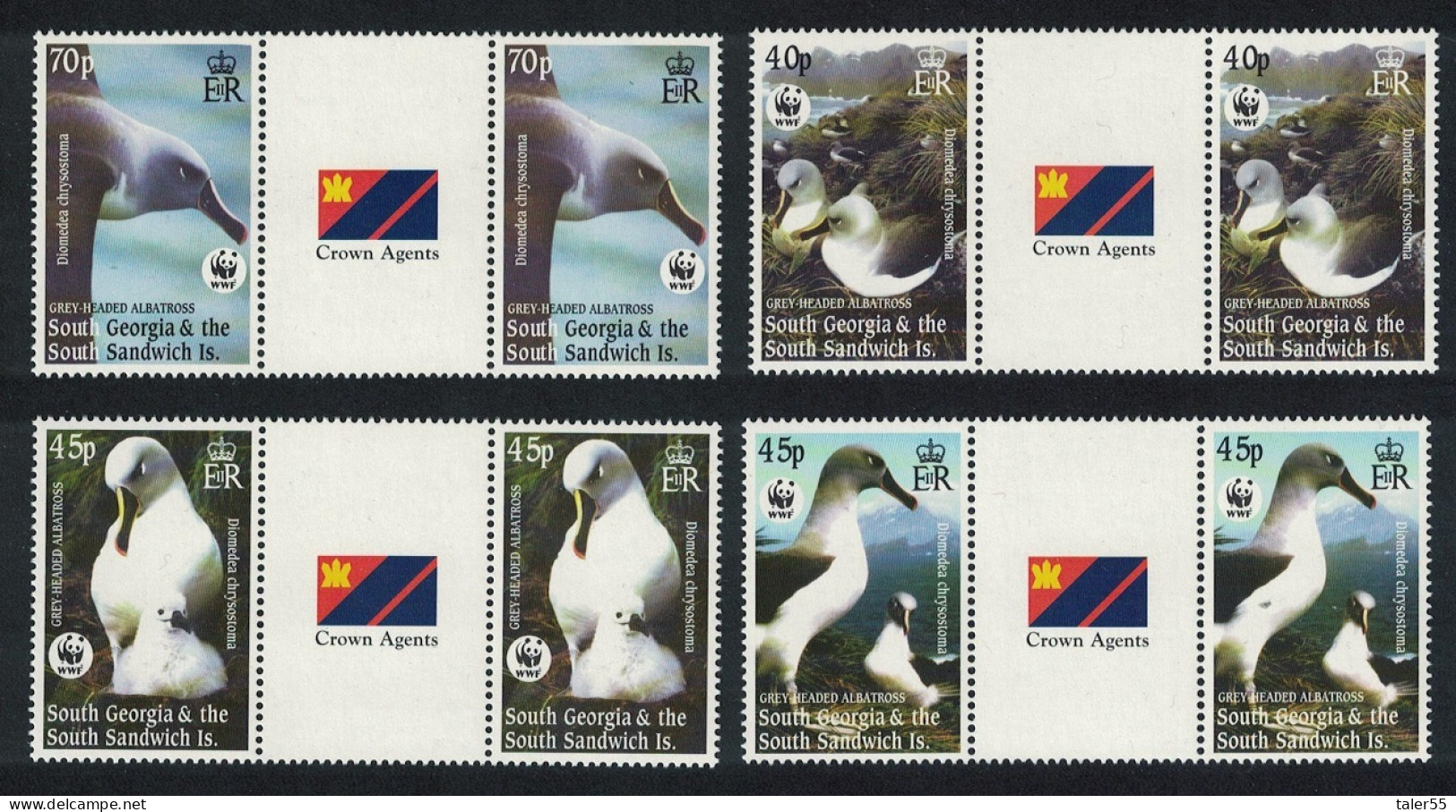 South Georgia Birds WWF Grey-headed Albatross 4v Gutter Pairs CA 2003 MNH SG#353-356 MI#357-360 Sc#290-293 - Georgias Del Sur (Islas)