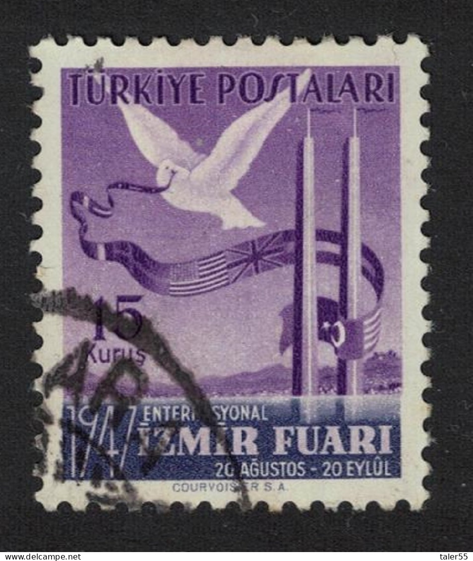 Turkey Dove Bird Izmir International Fair 1947 Canc SG#1360 - Used Stamps