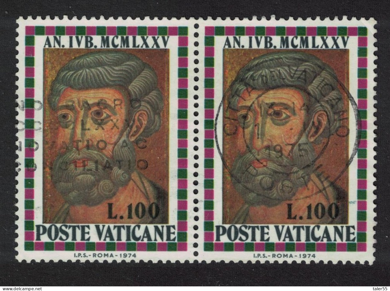 Vatican St Peter Pair T2 1974 Canc SG#629 Sc#568 - Used Stamps
