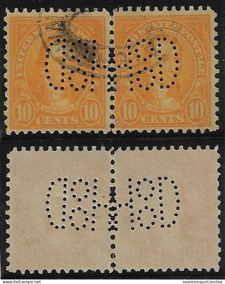 USA United States 1917/1942 Mirror Pair Stamp With Perfin Ho/oD By Hood Rubber Company From Boston Lochung Perfore - Perfin