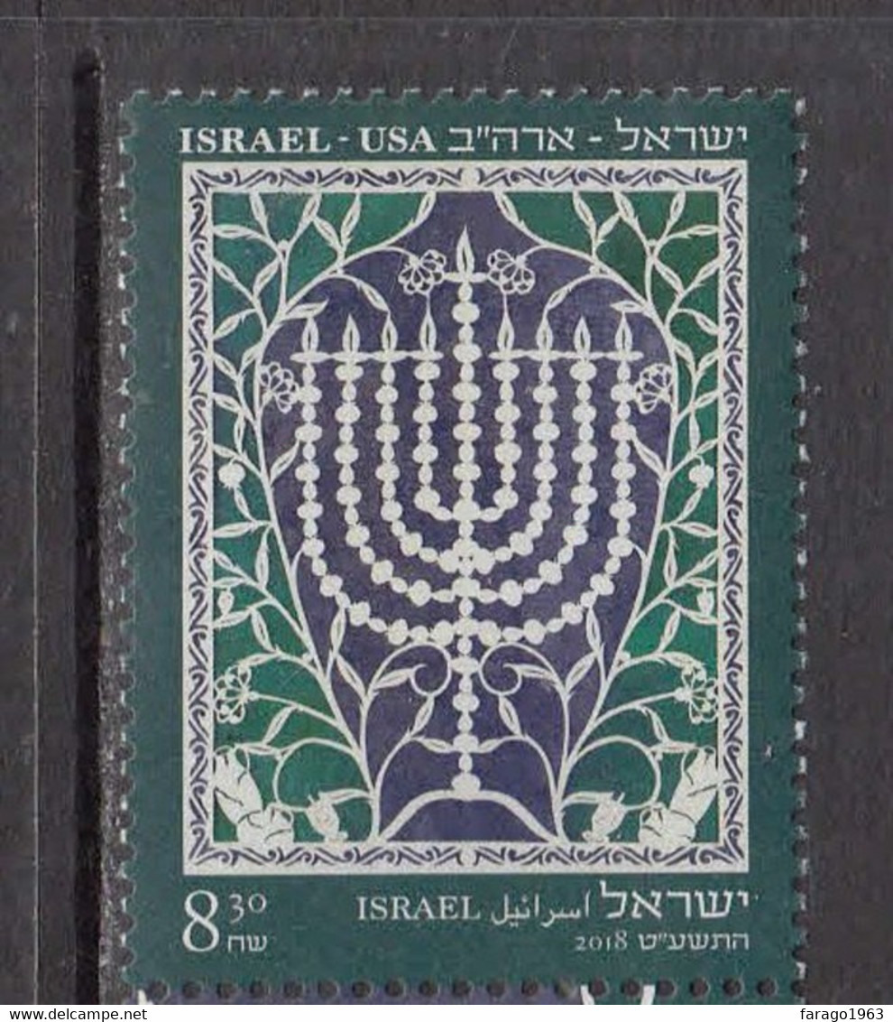 2018 Israel Hanukah JOINT ISSUE USA  Complete Set Of 1 MNH @ BELOW FACE VALUE - Neufs (sans Tabs)