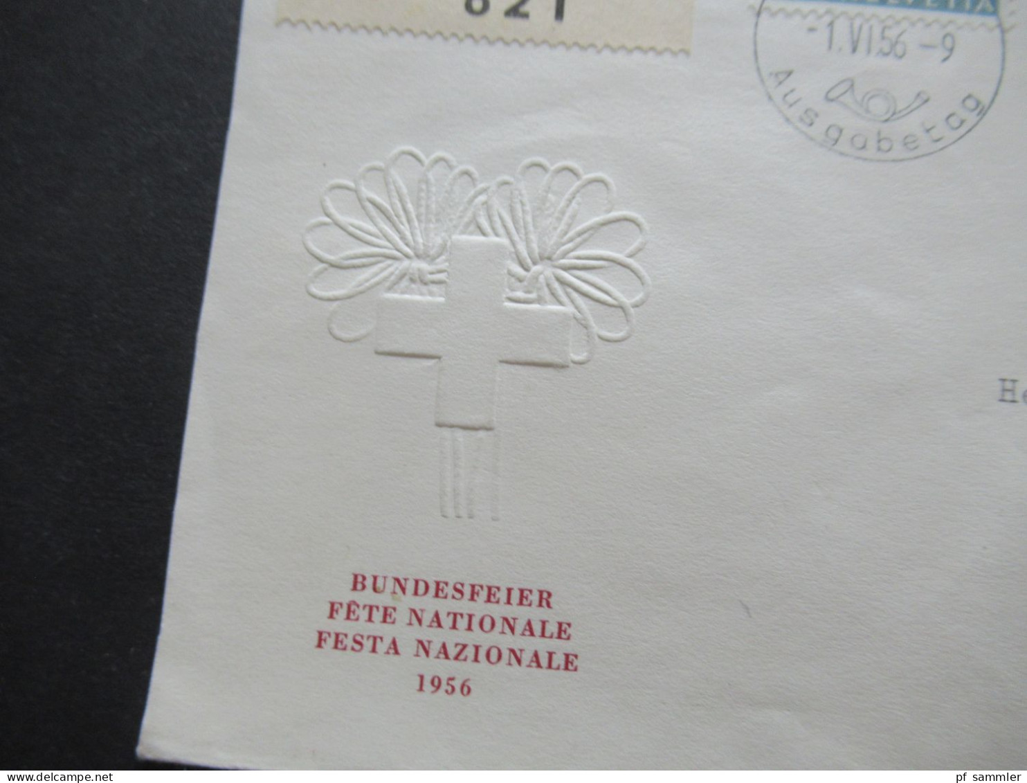 Schweiz 1956 Pro Patria Mi.Nr.627 / 631 FDC D Einschreiben Bern 1 Annahme Bundesfeier Nach Menden Sauerland Gesendet - Lettres & Documents