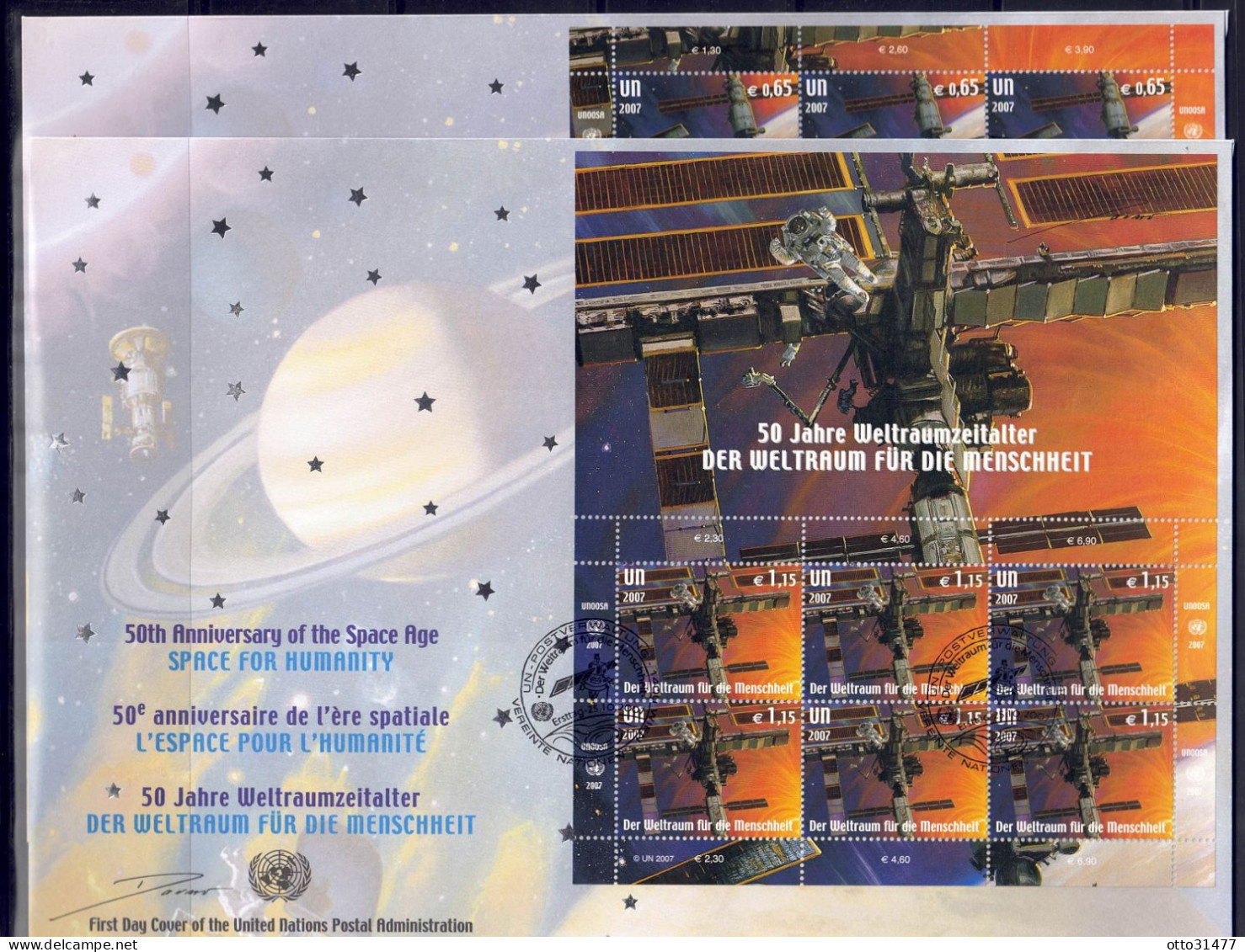 UNO Wien 2007 - 50 Jahre Weltraumfahrt, FDC Mit Nr. 518 - 519 Im Kleinbogen - FDC