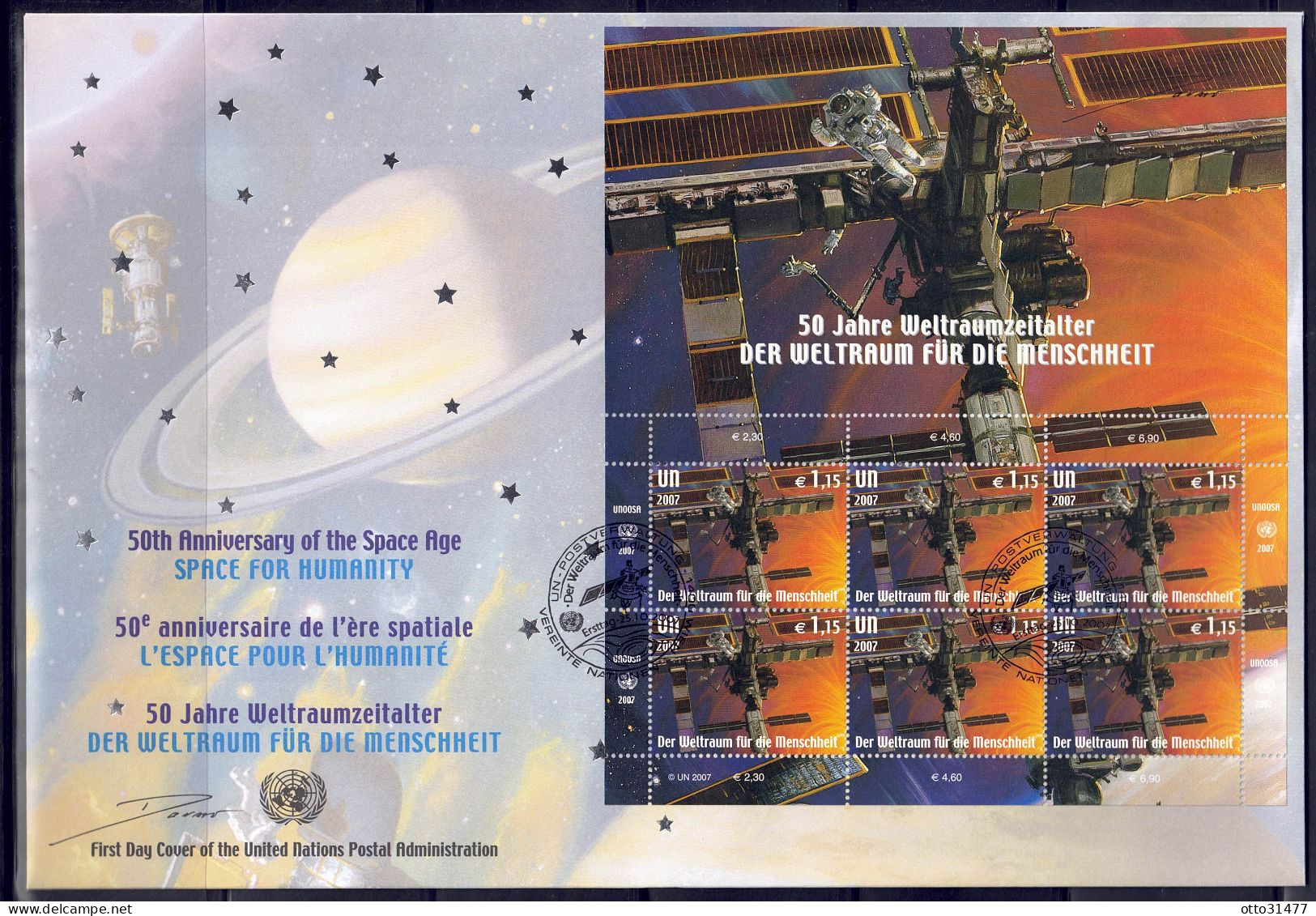 UNO Wien 2007 - 50 Jahre Weltraumfahrt, FDC Mit Nr. 518 - 519 Im Kleinbogen - FDC