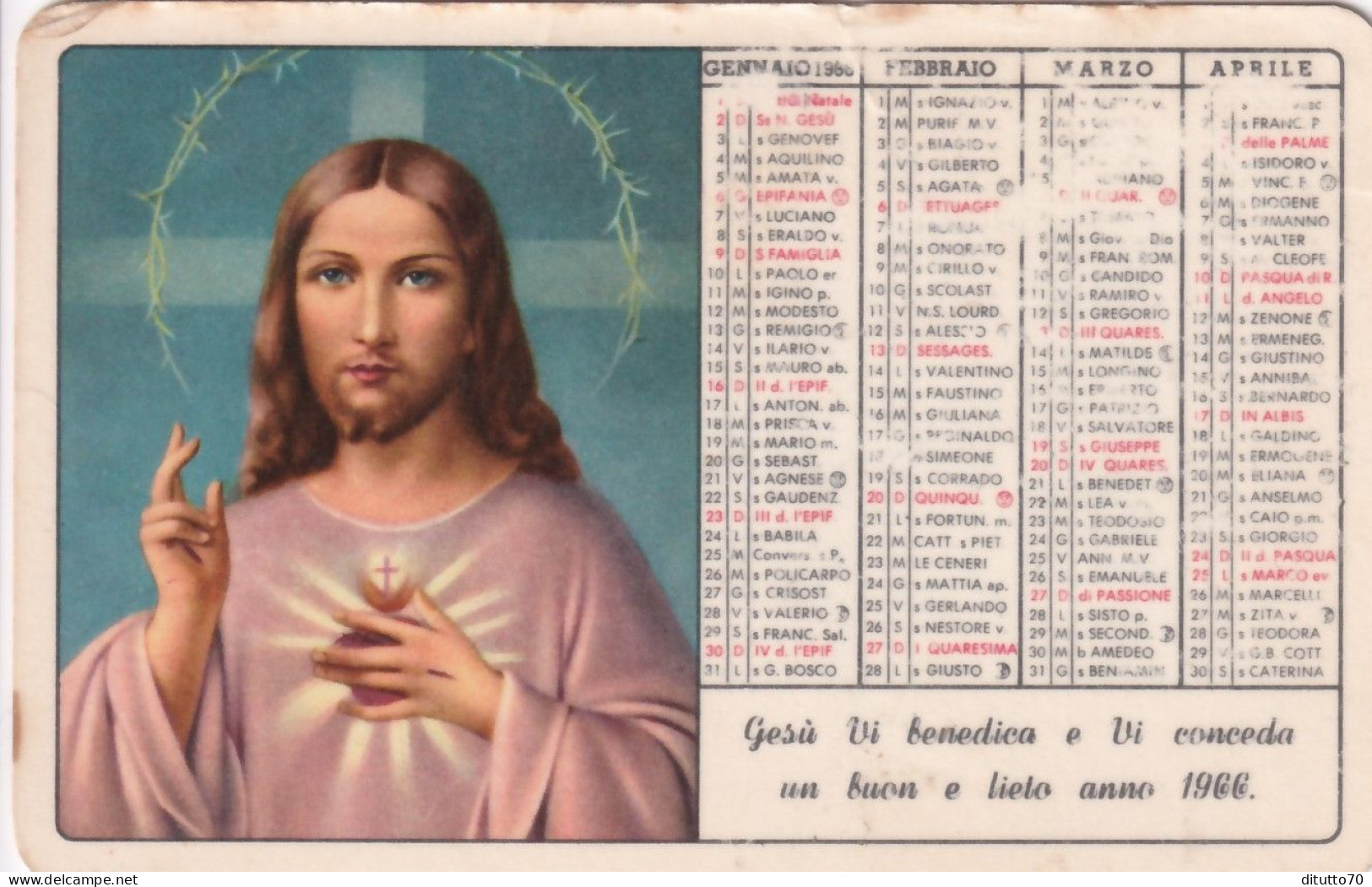 Calendarietto - Istituto Missionario - Foligno - Perugia - Anno 1966 - Kleinformat : 1961-70