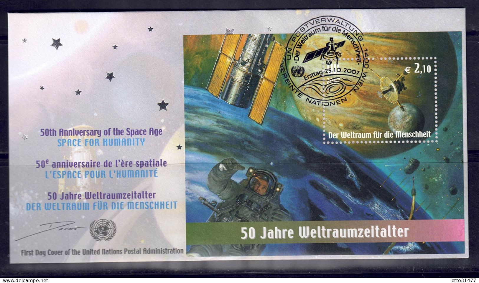 UNO Wien 2007 - 50 Jahre Weltraumfahrt, FDC Mit Block 21 - FDC