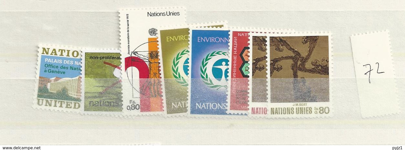 1972 MNH UNO Geneve, Geneva, Genf, Year Complete, Postfris - Ongebruikt