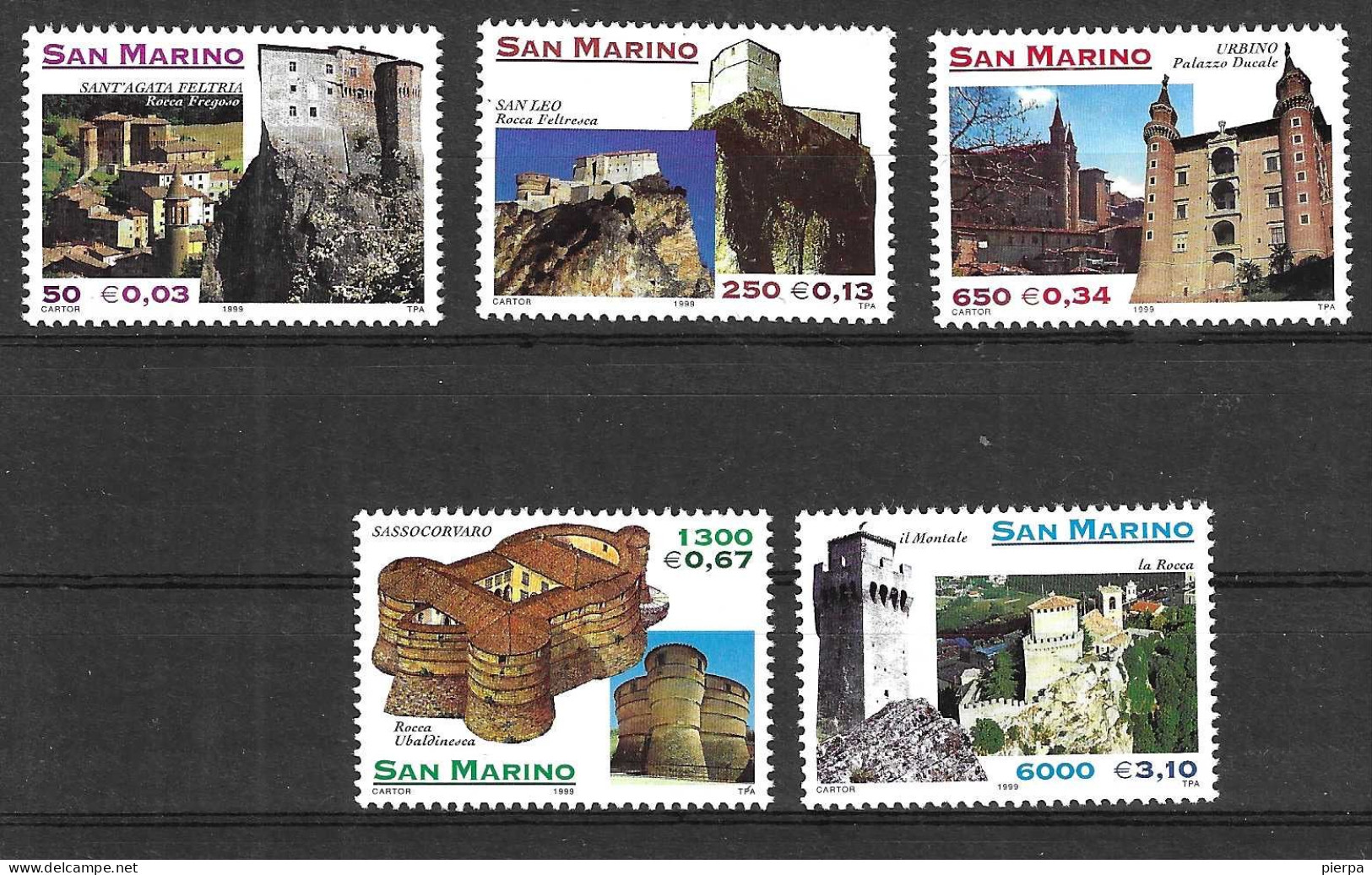 SAN MARINO - 1999 - MONTEFELTRO - SERIE 5 VALORI - NUOVA MNH** ( YVERT 1650\4 - MICHEL 1850\4  - SS 1700\4) - Unused Stamps