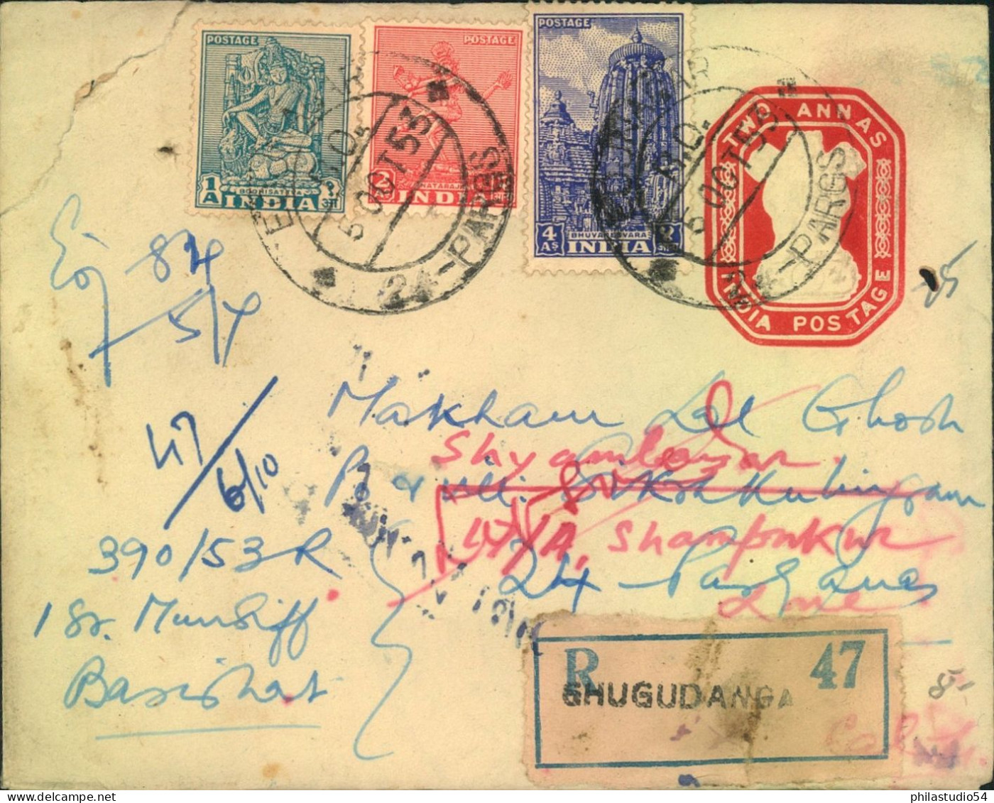 1952, Stationery Envelope With Additional Franking As Registered Letter From SHUNGDAWG - Brieven En Documenten