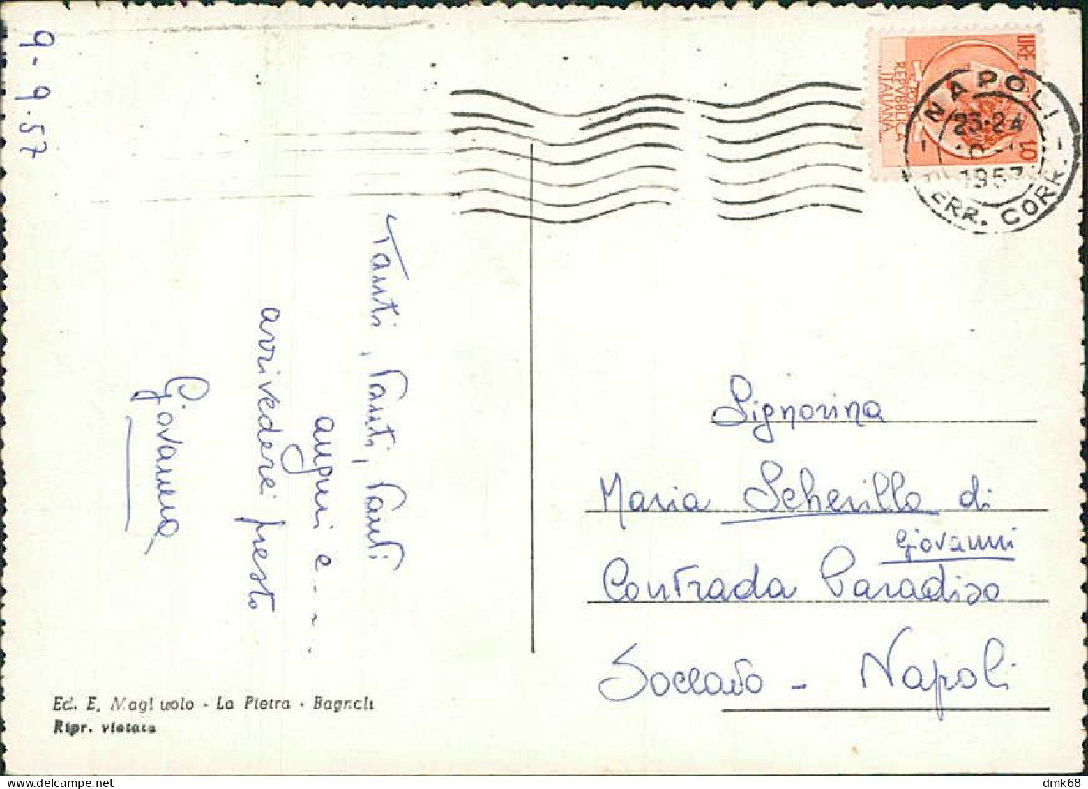 BAGNOLI ( NAPOLI ) LA PIETRA - EDIZIONE NAGLIUOLO - SPEDITA 1957 (19587) - Pozzuoli