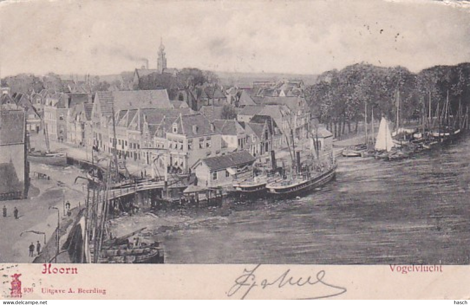 2603319Hoorn, Vogelvlucht, (poststempel 1904)(zie Hoeken, Achterkant Is Aan Het Los Laten) - Hoorn