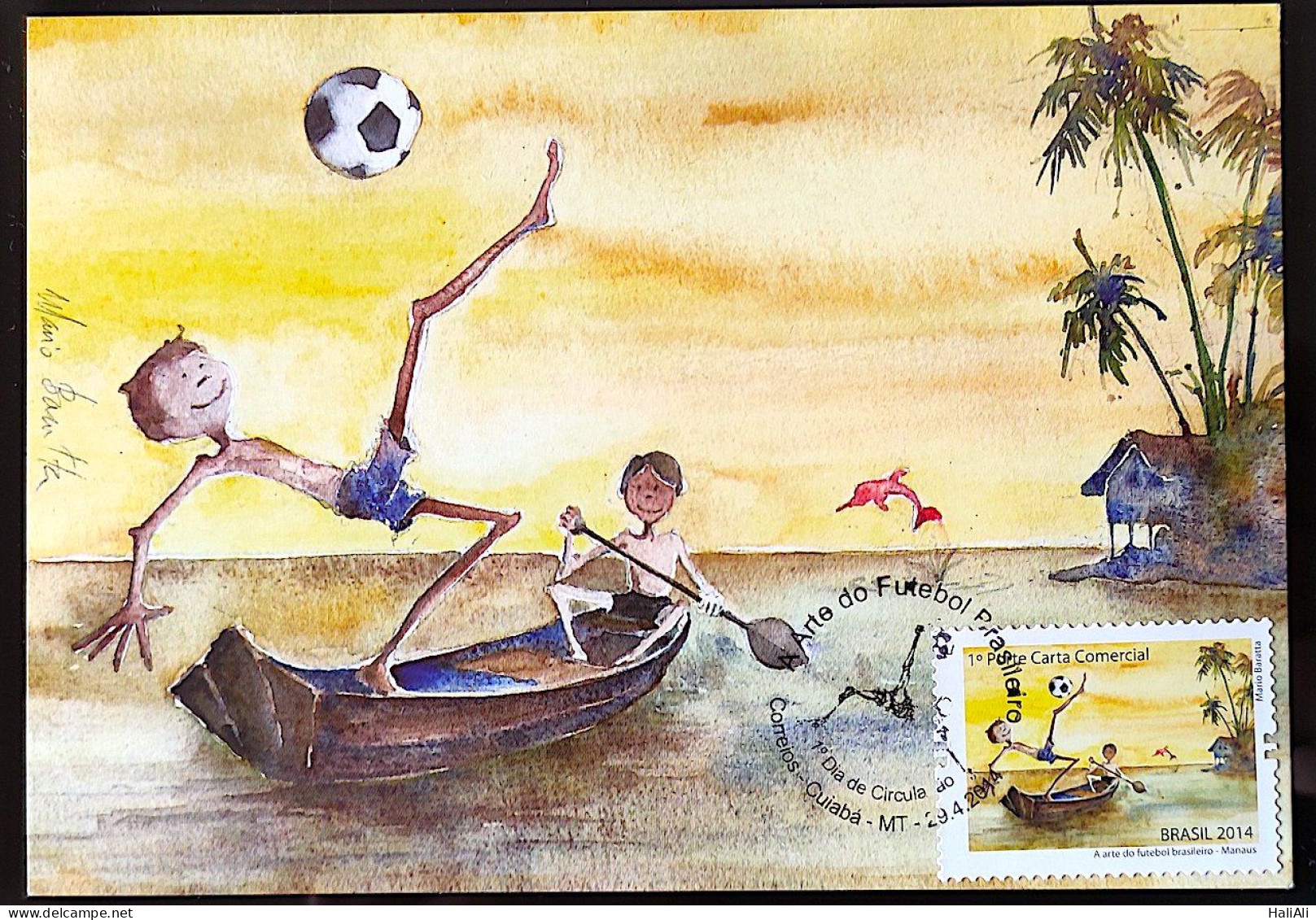 Brazil Maximo Postcard 290A World Cup Art Of Football CBC MT - Cartes-maximum