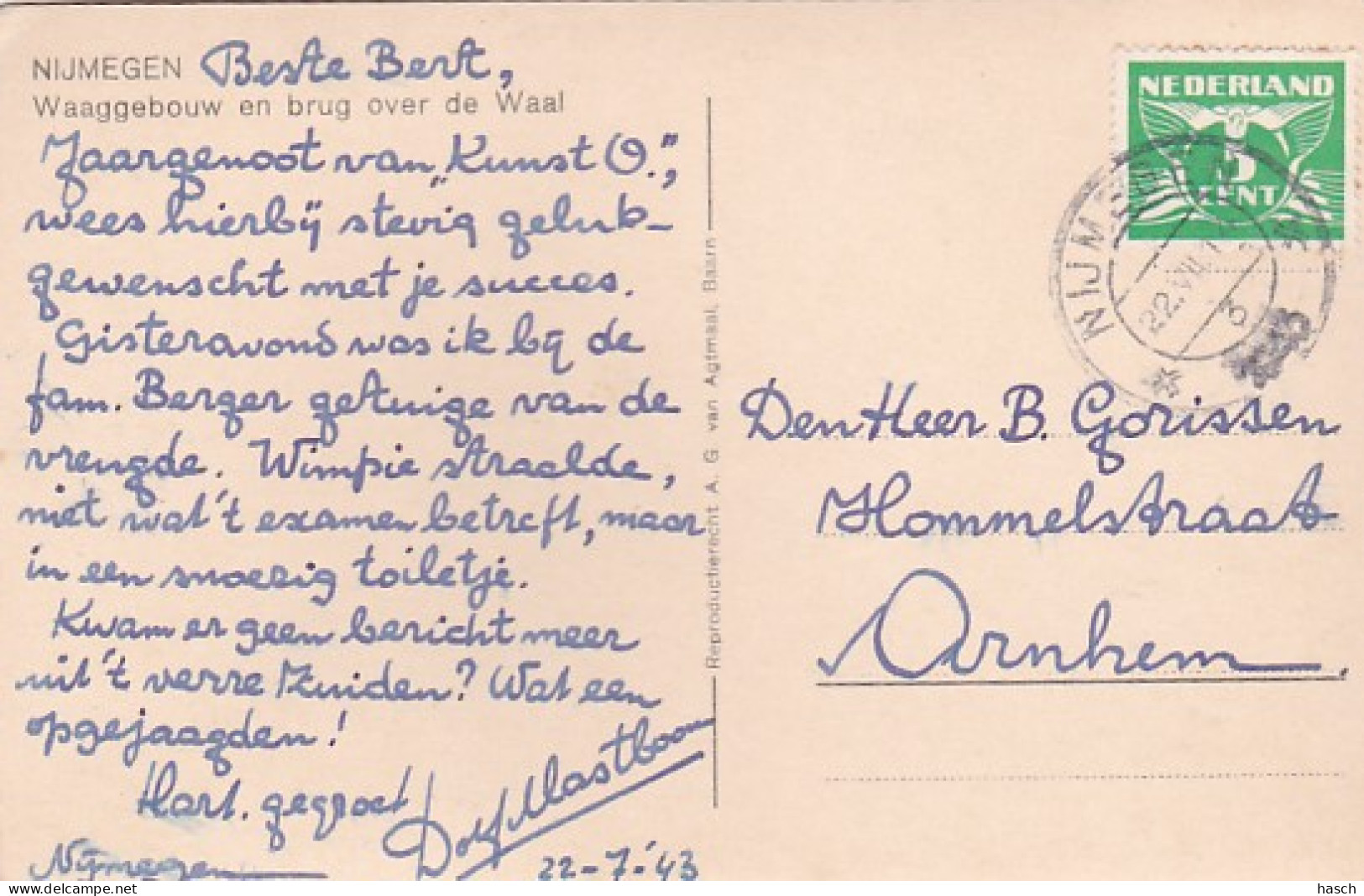 2603371Nijmegen, Waaggebouw En Brug Over De Waal. - 1943 - Nijmegen