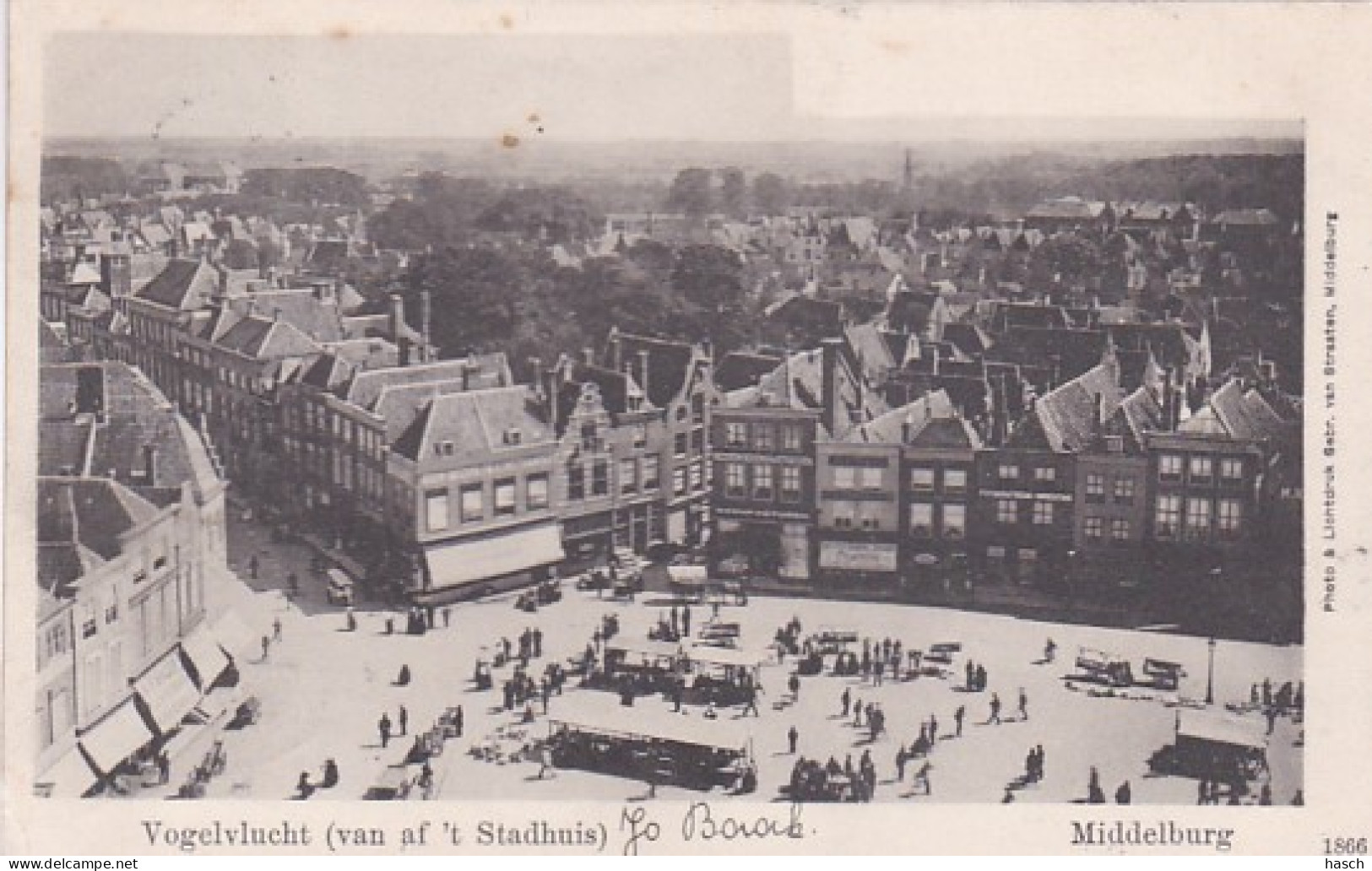 2603382Middelburg, Vogelvlucht (van Af ’t Stadhuis)Rond 1900.(linksonder Een Heel Klein Vouwtje) - Middelburg