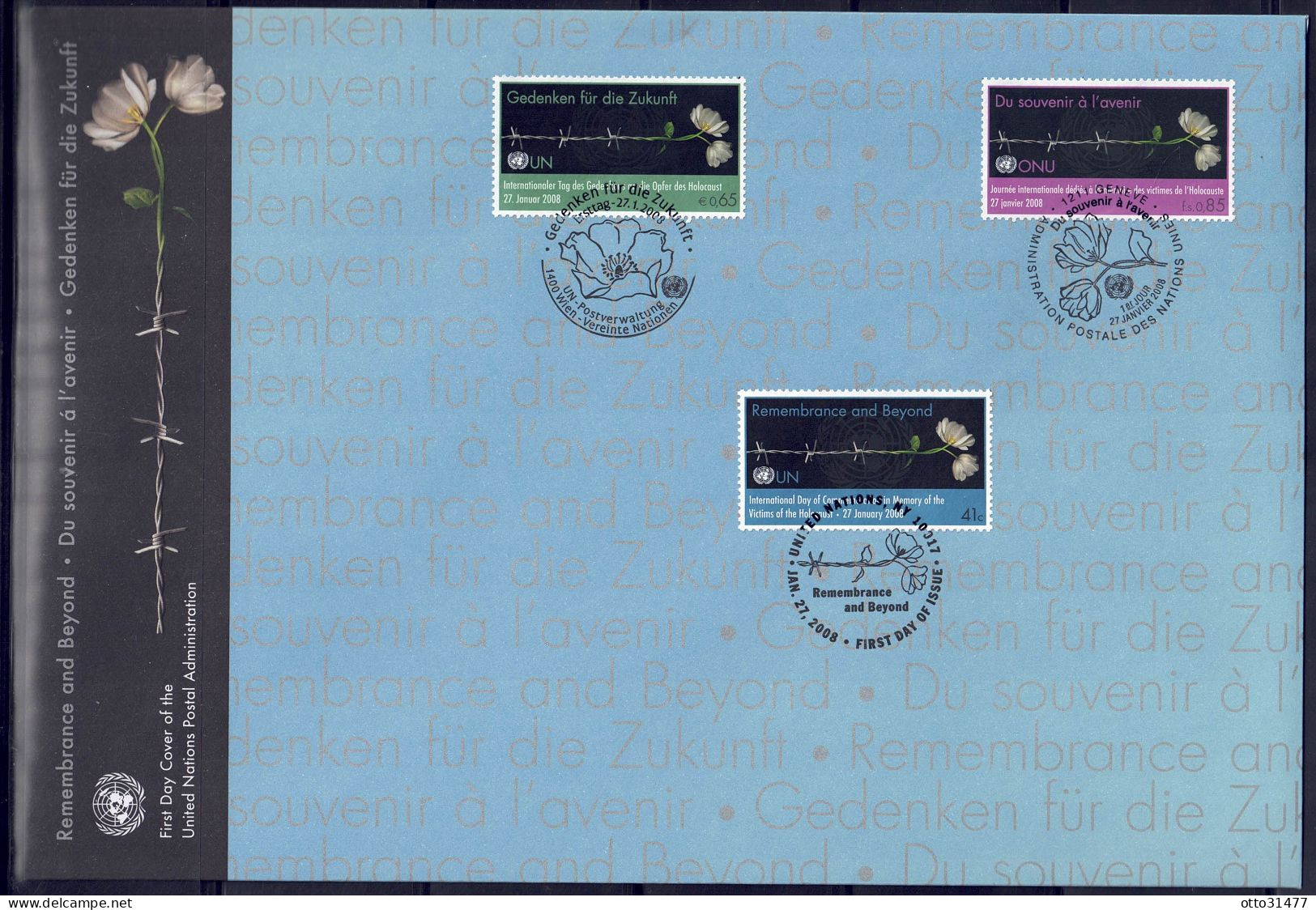 UNO Wien 2008 - Holocaust-Gedenktag, 3-Länder-FDC Mit Nr. 521 - FDC