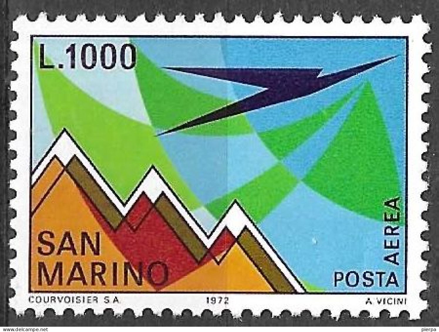 SAN MARINO - 1972 - POSTA AEREA -  -LIRE 1000 - NUOVO MNH** ( YVERT AV 139  - MICHEL 1016  - SS PA 150) - Luftpost