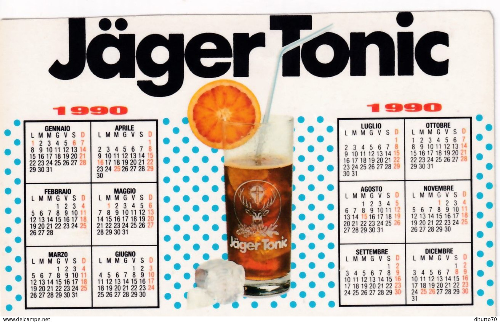 Calendarietto - Jager Tonic - Campionato Mondiale - Anno 1990 - Small : 1981-90