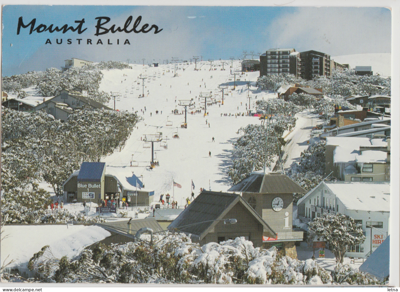 Australia VICTORIA VIC Ski Snowfield Chalet MOUNT BULLER Nucolorvue 11BU067 Postcard 1998 Pmk 45c Stamp - Altri & Non Classificati