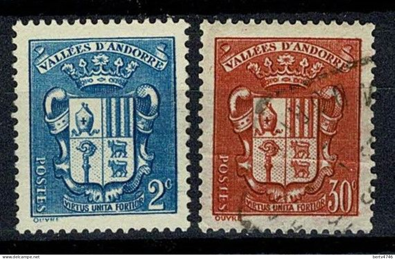 Andorra 1937/43 Yv. 48, 54 (o) Obl. - Used Stamps