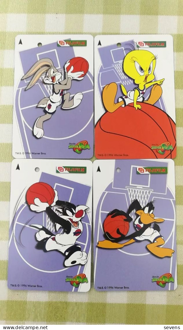 Transitlink Metro Commemorative Ticket Card, Fujifilm,Warner Movie Space Jam(basket Ball),set Of 4 - Singapore