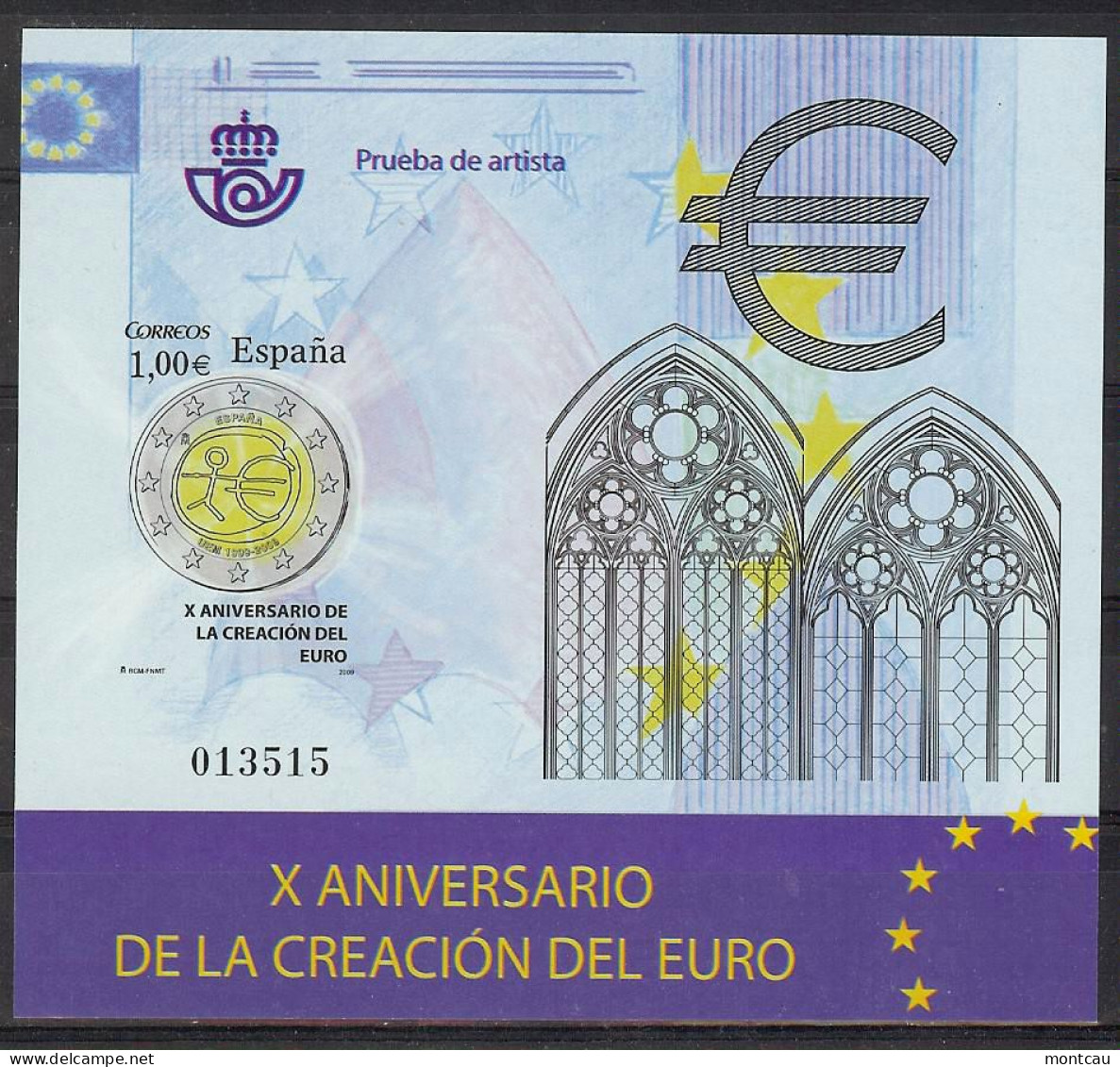 Spain 2009. Aniv Euro - Prueba Oficial 98 (**) - Blocs & Feuillets