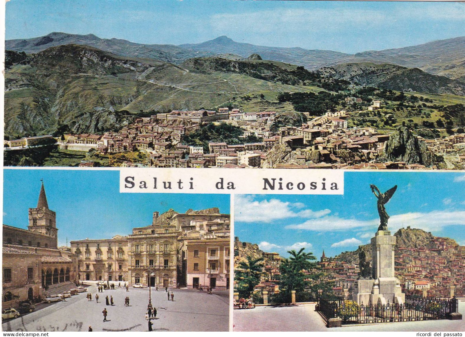 Cartolina Nicosia ( Enna ) Saluti Con Vedutine - Enna