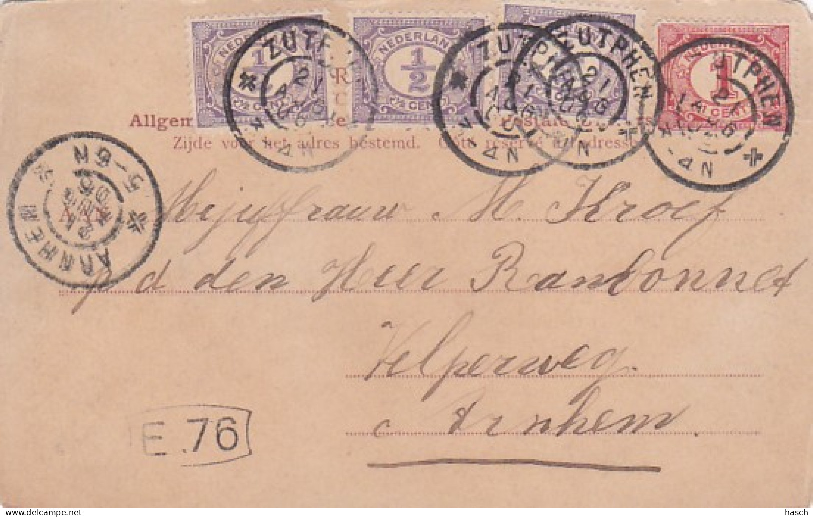 2603536Zutphen, Vischpoort – S.t Walburgskerk. (poststempel 1906)(zie Hoeken En Randen) - Zutphen