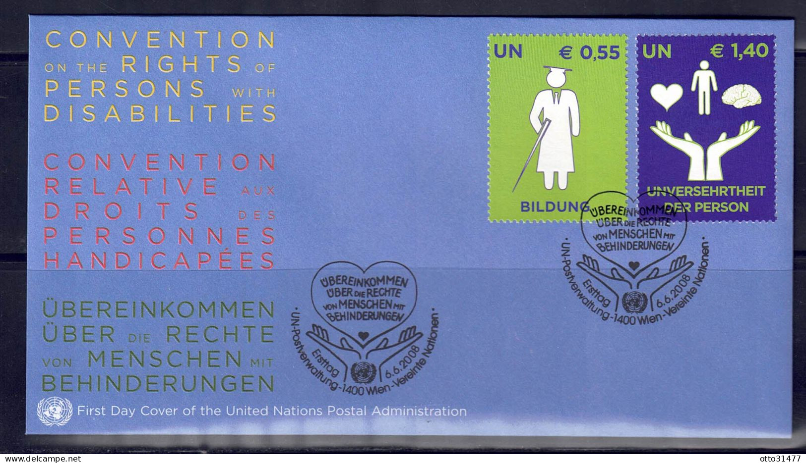 UNO Wien 2008 - Menschenrechte, FDC Mit 543 - 544 - FDC