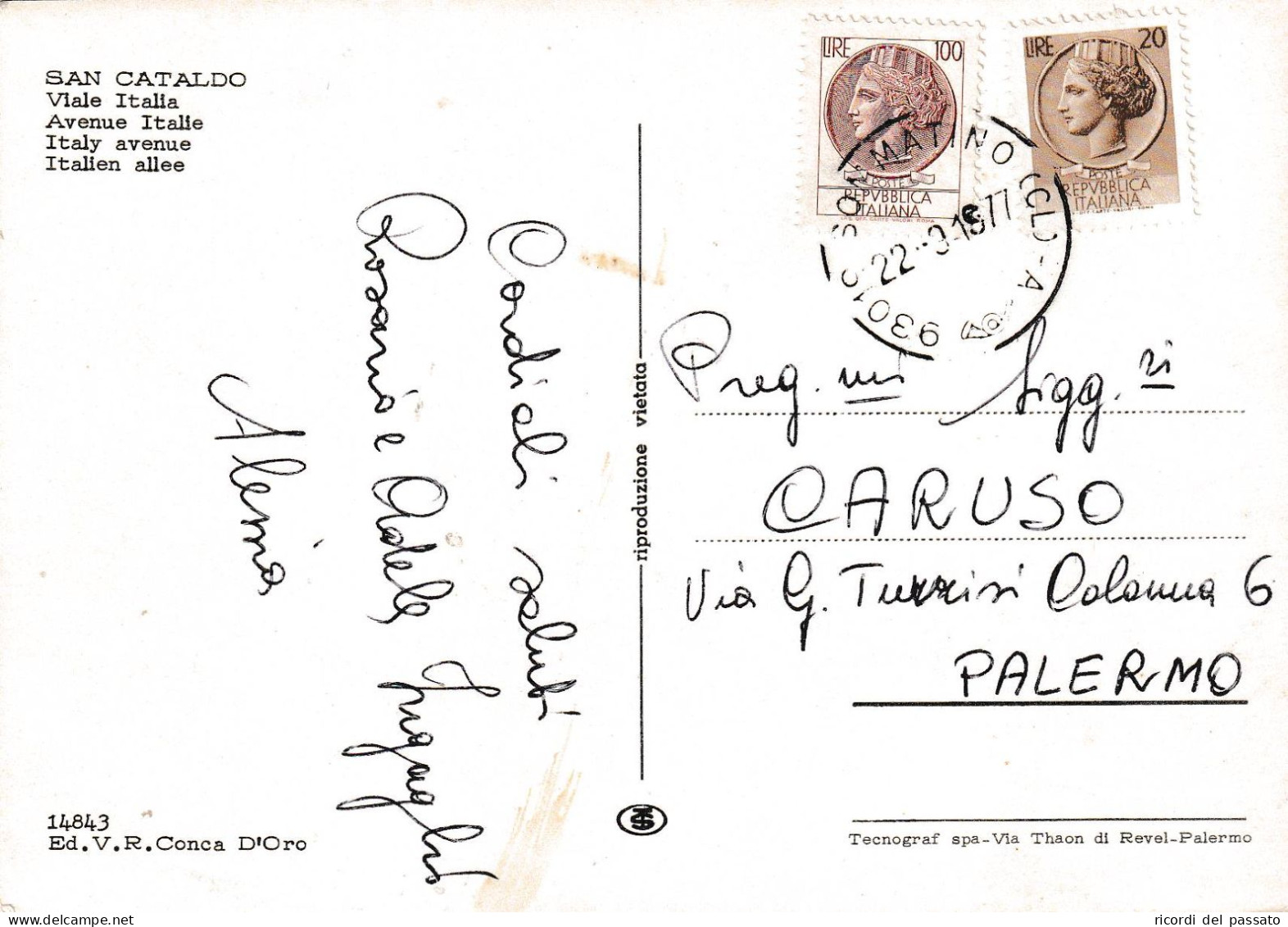 Cartolina San Cataldo ( Caltanissetta ) Viale Italia - Caltanissetta