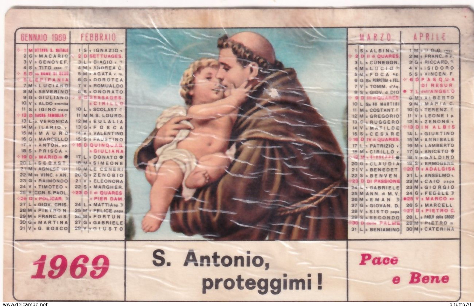 Calendarietto - Orfanotrofio Antoniana Ricostruzione Sociale - Roma - Anno 1969 - Small : 1961-70