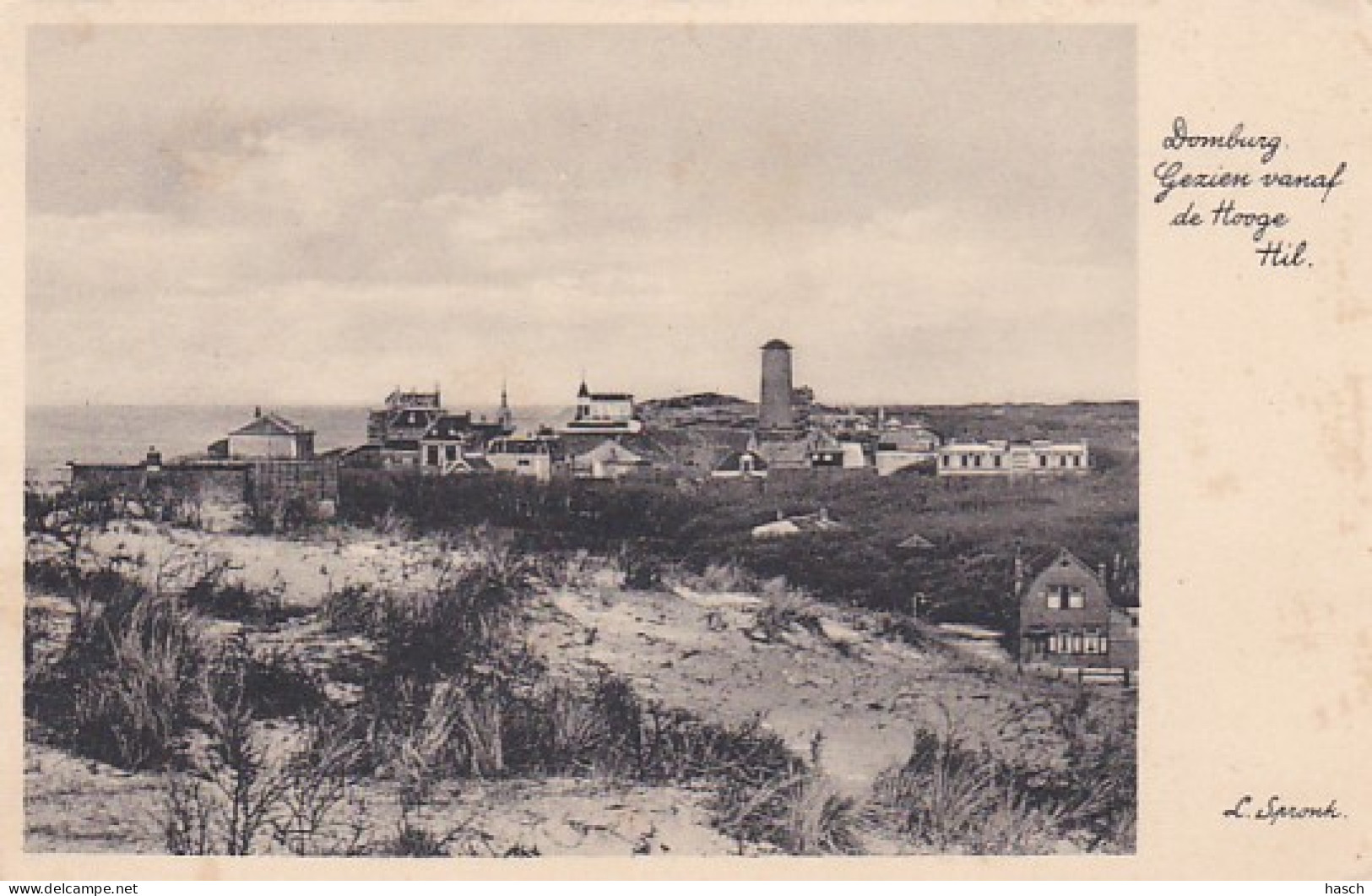 2603614Domburg, Gezien Vanaf De Hooge Hil. (L. Spronk) (kleine Vouwen In De Hoeken) - Domburg