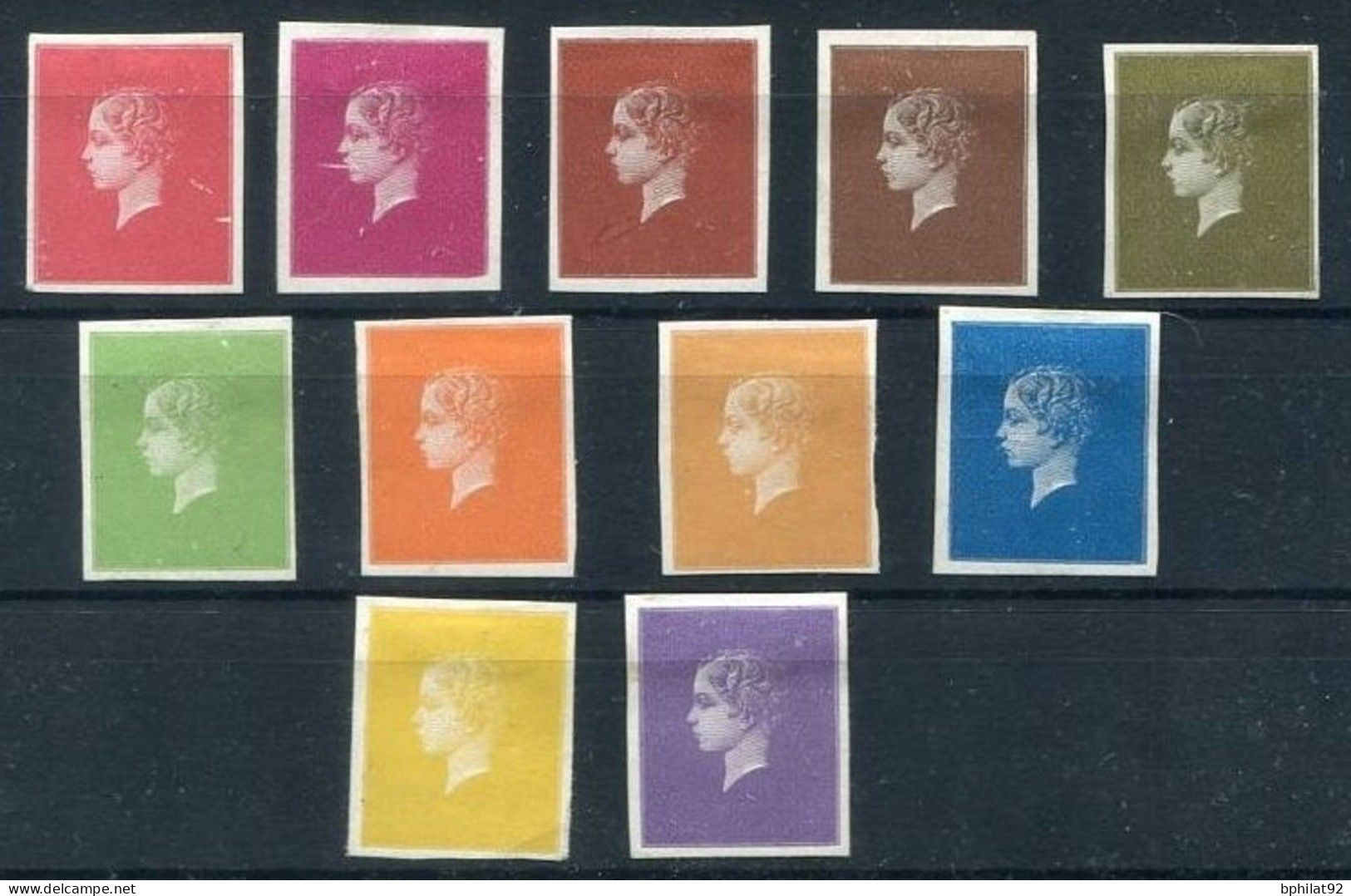 !!! ESSAIS PRINCE IMPERIAL PROJET JOUBERT 11 COULEURS SUR PAPIER GLACE, NEUFS TOUJOURS SANS GOMME - Proofs, Unissued, Experimental Vignettes