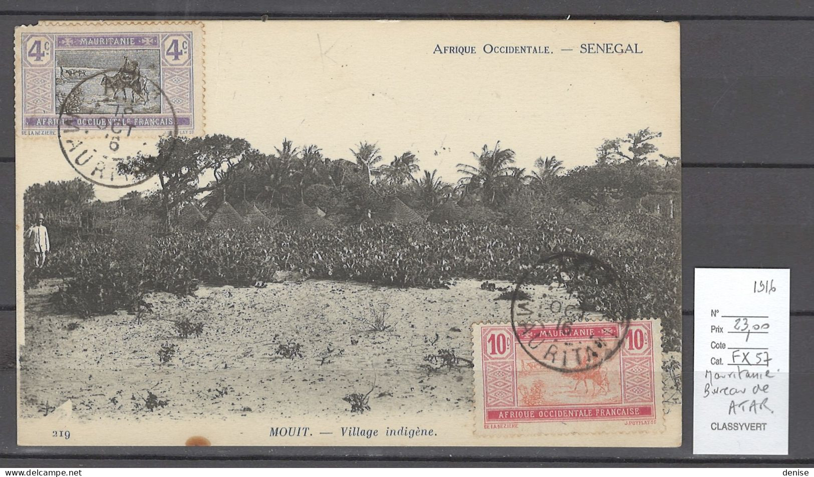 Mauritanie - CP - Bureau De ATAR - 1916 - Storia Postale