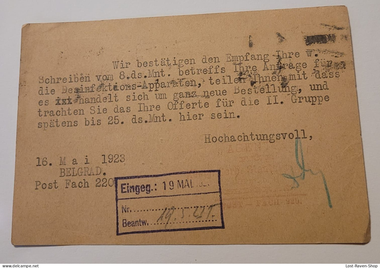 Brief Belgrad 1923 - Brieven En Documenten