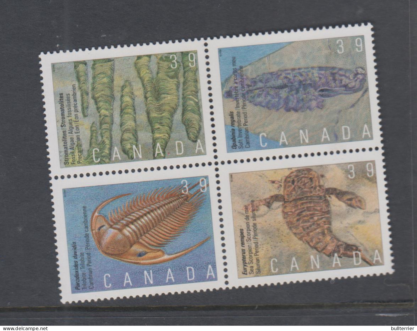 FOSSILS - CANADA  - FOSSILS SET OF 4 IN BLOCK  MINT NEVER HINGED - Fossili