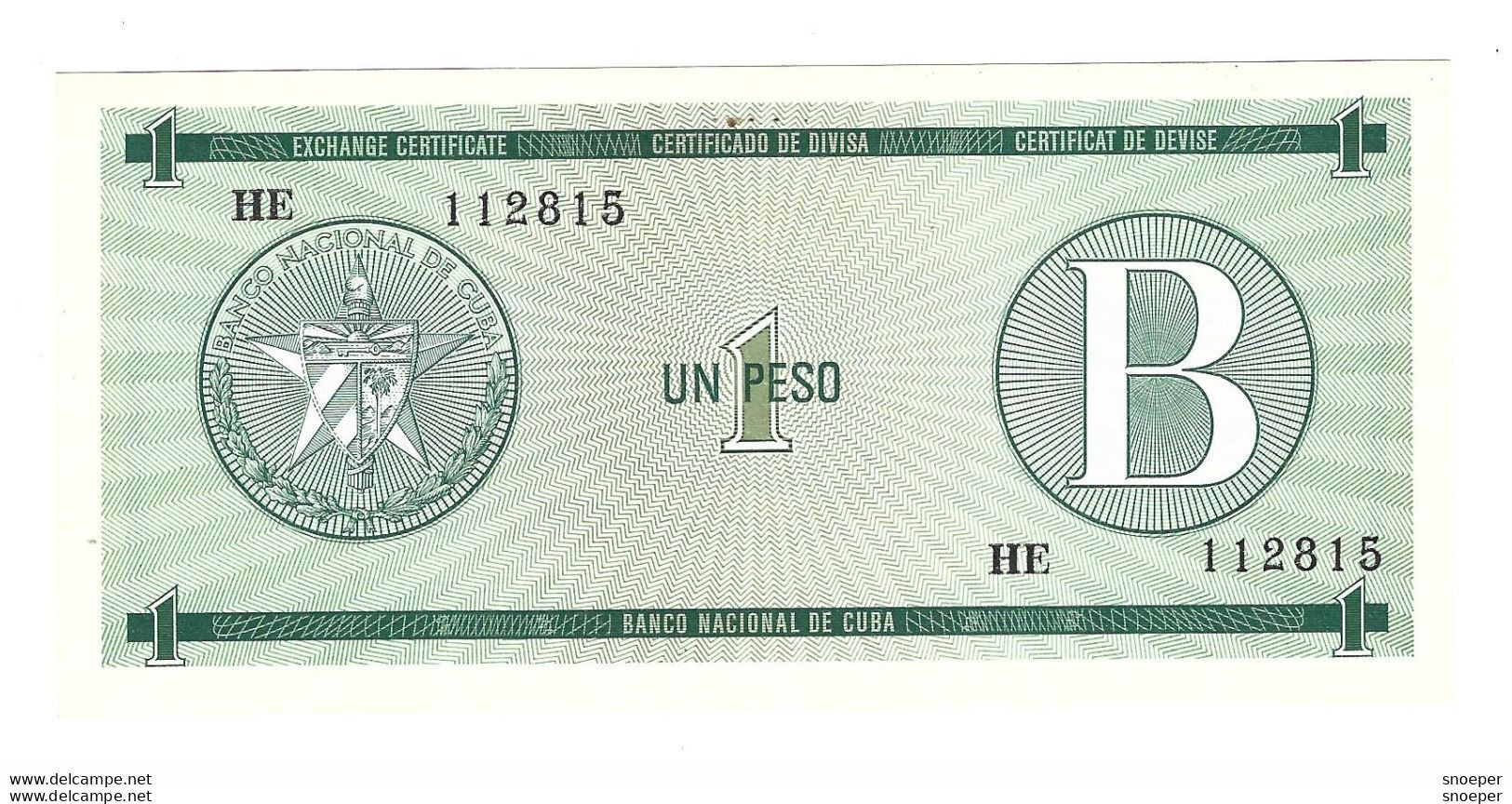 *cuba 1 Peso     1985    Serie B   Fx6   Unc - Kuba