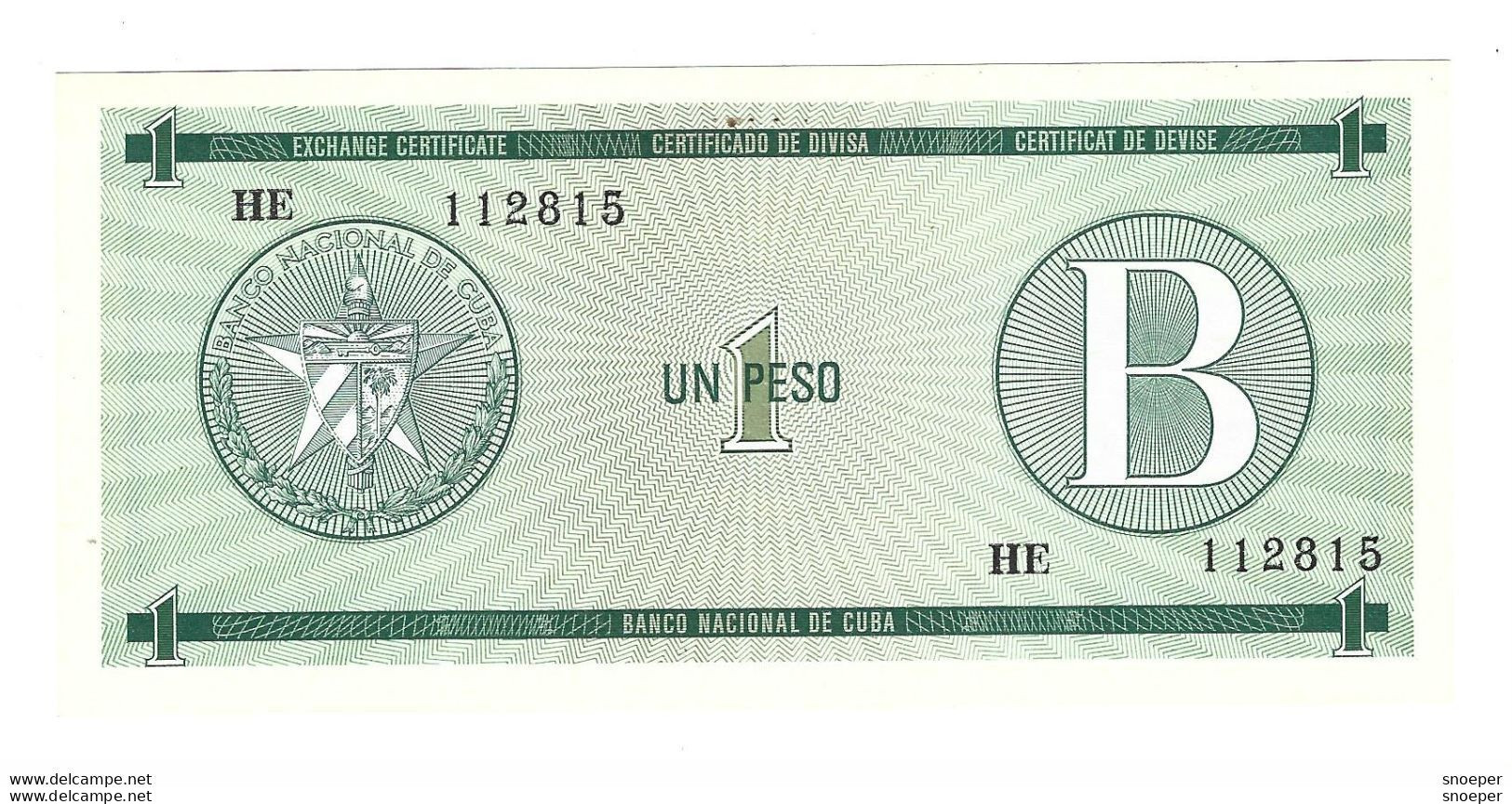 *cuba 1 Peso     1985    Serie B   Fx6   Unc - Cuba