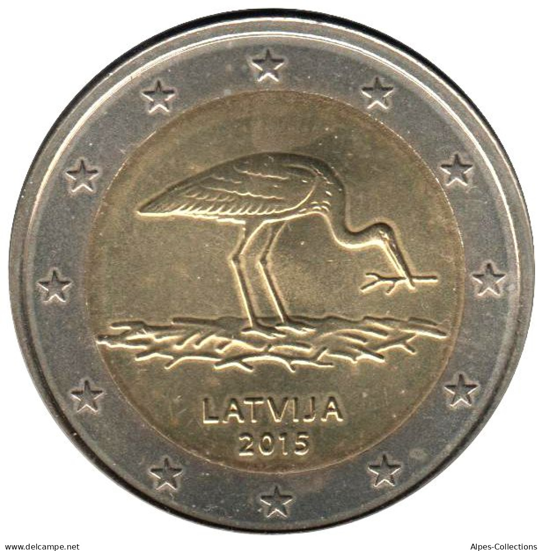 LE20015.3 - LETTONIE - 2 Euros Commémo. La Cigogne Noire - 2015 - Latvia