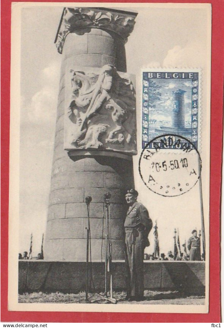 Carte Maximum - Belgique - Mémorial Belgo-britannique 1950 - N°825 - 1951-1960