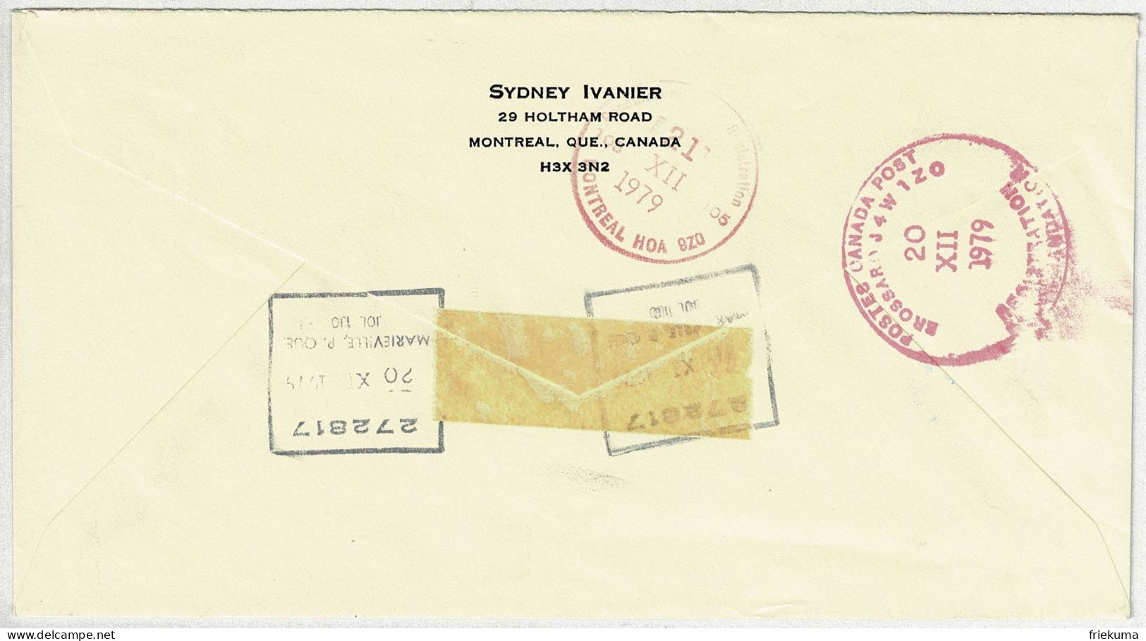 Kanada / Canada 1979, Brief Einschreiben / Registered Marieville - Basel (Schweiz) - Brieven En Documenten