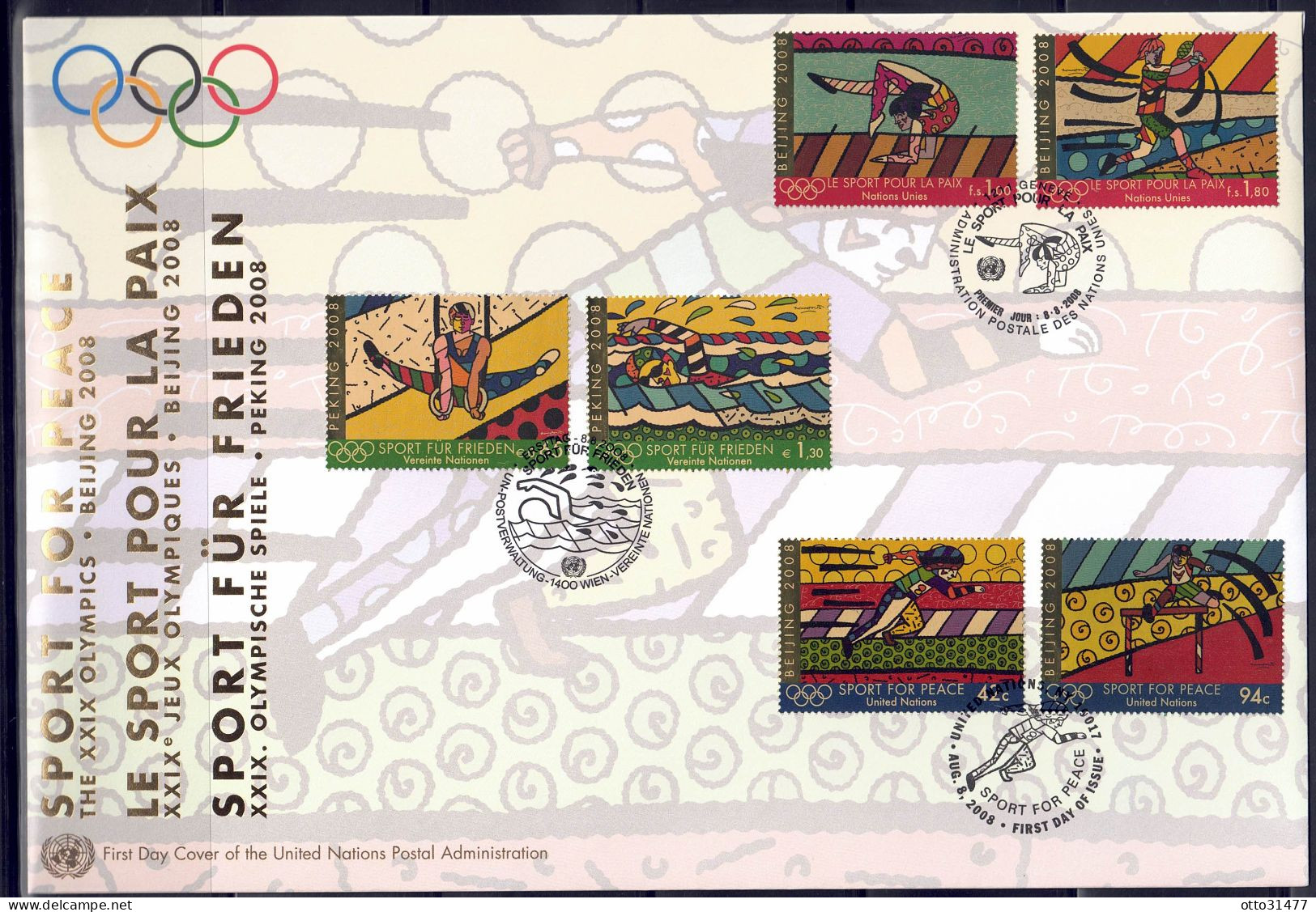 UNO Wien 2008 - Sport Für Frieden, 3-Länder-FDC Mit 545 - 546 - FDC